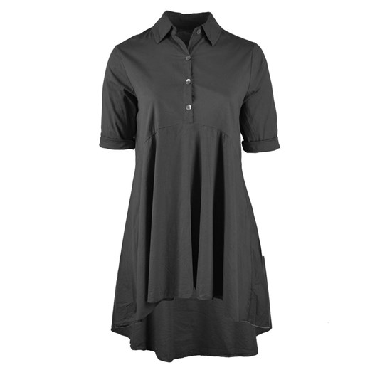 Agrafka sukienka z krótkimi rękawami czarna midi asymetryczna 