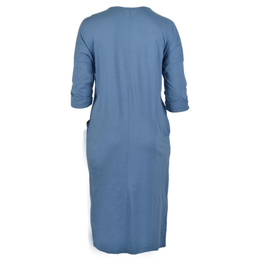 Sukienka niebieska Agrafka z krótkim rękawem z okrągłym dekoltem na co dzień 