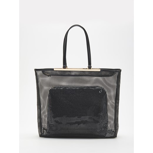 Shopper bag Reserved bez dodatków duża elegancka ze zdobieniami 