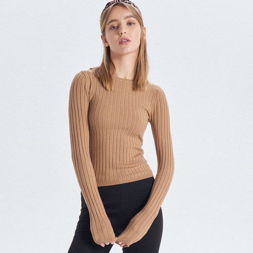 Cropp sweter damski brązowy casual 