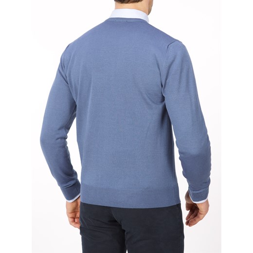 Niebieski sweter męski Lanieri z wełny casual 