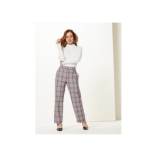 PETITE Checked Straight Leg Trousers
