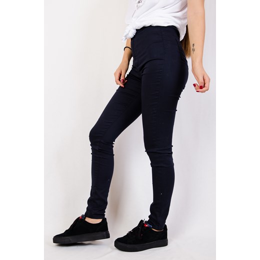 Granatowe spodnie skinny jeans z wysokim stanem  Olika S olika.com.pl