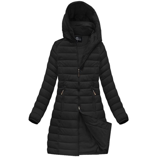 DŁUGA PIKOWANA KURTKA CZARNA (YB919B) Black&fish L (40) goodlookin.pl promocyjna cena