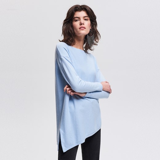 Reserved - Sweter z asymetrycznym dołem - Niebieski Reserved  S 