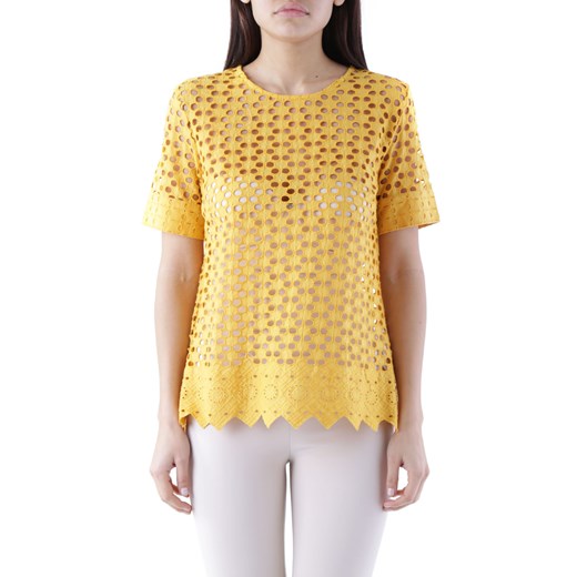 Bluzka damska Cristina Gavioli żółta bawełniana na wiosnę 