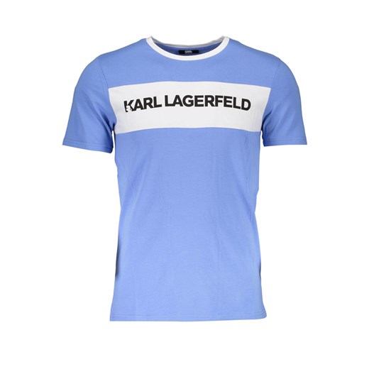 T-shirt męski Karl Lagerfeld niebieski z bawełny 
