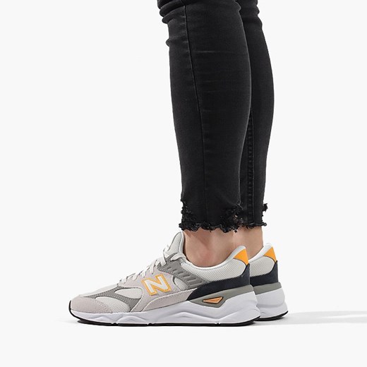 Buty sportowe damskie New Balance dla biegaczy z gumy na koturnie bez wzorów sznurowane 