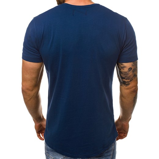 T-shirt męski Ozonee.pl niebieski bawełniany 