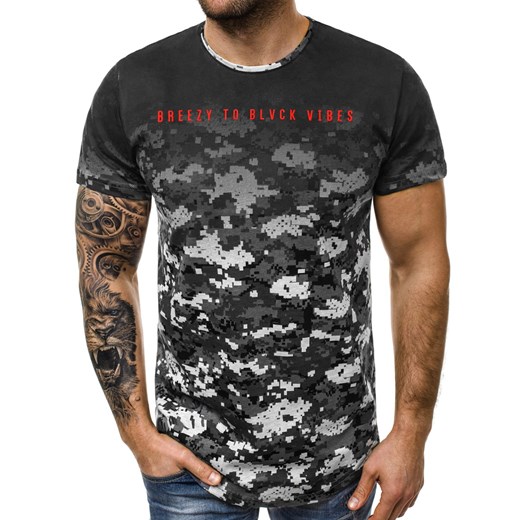 T-shirt męski Ozonee.pl wielokolorowy w militarnym stylu z bawełny z krótkimi rękawami 