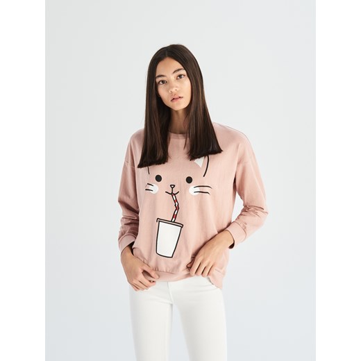Różowa bluza damska Sinsay w stylu młodzieżowym 