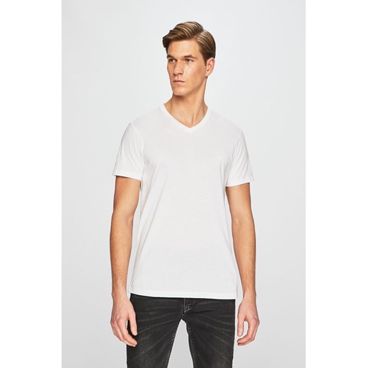 T-shirt męski biały Emporio Armani gładki z krótkim rękawem 