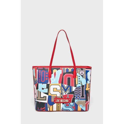 Shopper bag Love Moschino duża w stylu młodzieżowym bez dodatków 