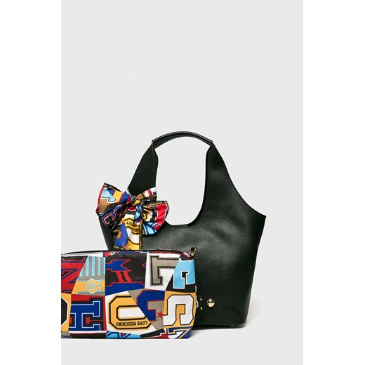 Shopper bag Love Moschino na ramię wielokolorowa młodzieżowa ze skóry ekologicznej z nadrukiem bez dodatków 