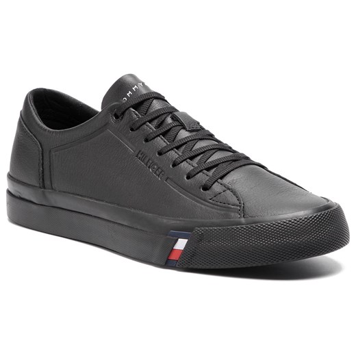 Sneakersy TOMMY HILFIGER - Corporate Leather Sneaker FM0FM02089 Black 990 Tommy Hilfiger  45 eobuwie.pl