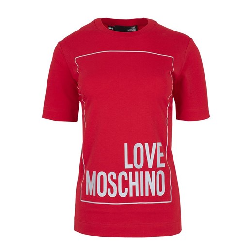 Bluzka damska czerwona Love Moschino z krótkimi rękawami 