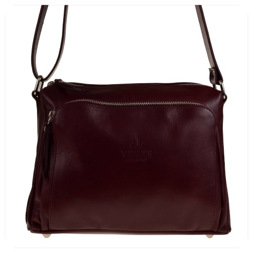 Modna skórzana torebka bordowa vezze w rozmiarze l Vezze   melon.pl