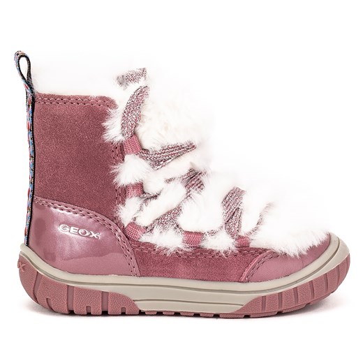Buty zimowe dziecięce Geox bez wzorów wiązane śniegowce 
