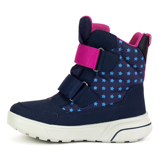 Buty zimowe dziecięce niebieskie Geox śniegowce na rzepy 