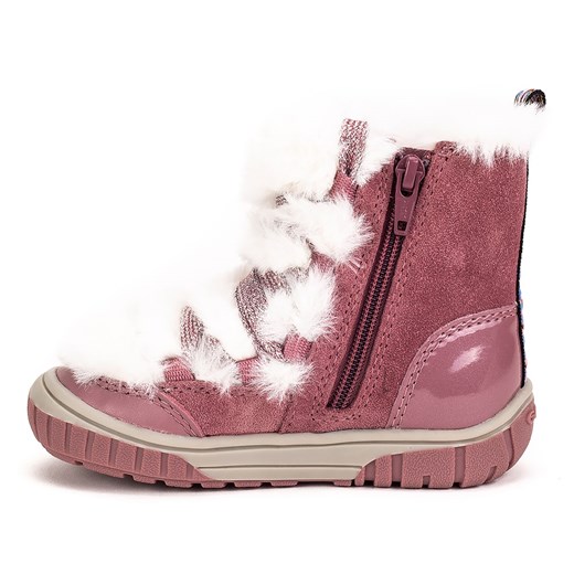 Buty zimowe dziecięce Geox bez wzorów śniegowce różowe wiązane 