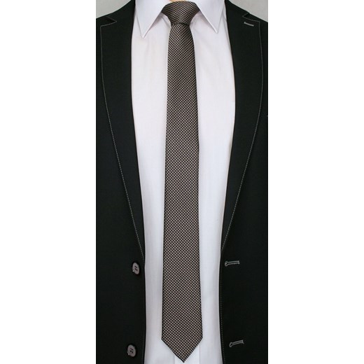Beżowy Elegancki Krawat Męski -ALTIES- 6 cm, w Drobny Rzucik KRALTS0263  Alties  JegoSzafa.pl