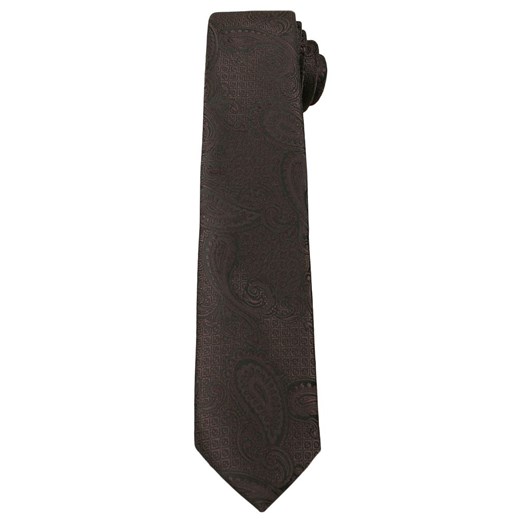 Ciemnobrązowy Elegancki Krawat Męski -ALTIES- 6 cm, Wzór Paisley KRALTS0269  Alties  JegoSzafa.pl