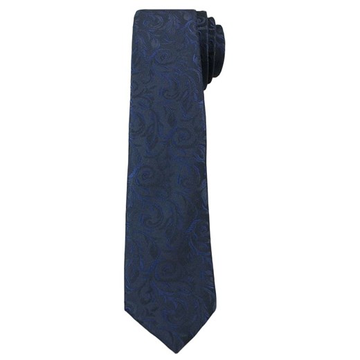 Ciemnogranatowy Elegancki Krawat Męski -ALTIES- 6 cm, Tłoczony Chabrowy Wzór Florystyczny KRALTS0270 Alties   JegoSzafa.pl
