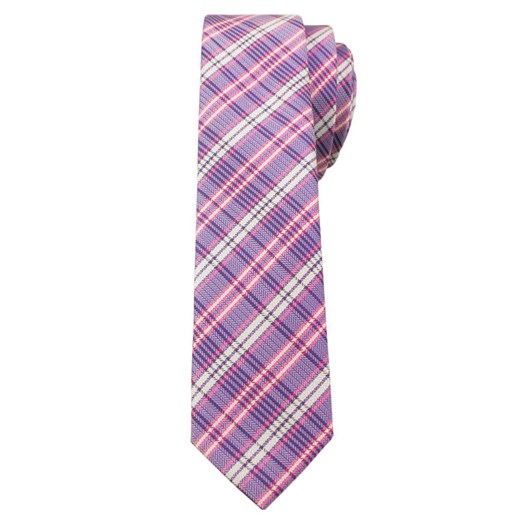 Fioletowo-Różowy Stylowy Krawat (Śledź) Męski -ALTIES- 5 cm, Wąski, w Kratkę KRALTStani0233 ze sklepu JegoSzafa.pl w kategorii Krawaty - zdjęcie 63017954