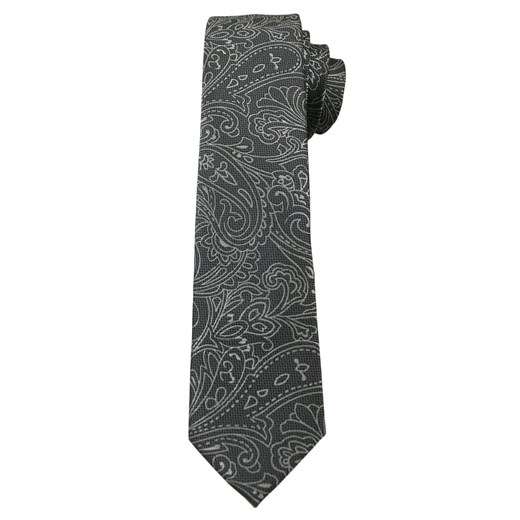 Szary Elegancki Krawat Męski -ALTIES- 6 cm, Wzór Paisley KRALTS0246  Alties  JegoSzafa.pl