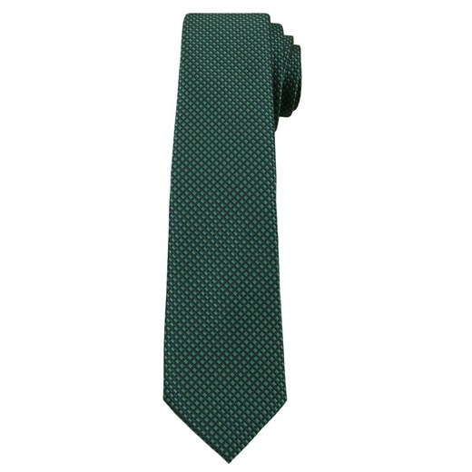 Zielony, Butelkowy Elegancki Krawat Męski -ALTIES- 6 cm, w Drobny Rzucik KRALTS0257  Alties  JegoSzafa.pl