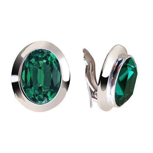 Klipsy srebrne z kryształami Swarovski 1860 Emerald  Polcarat Design  