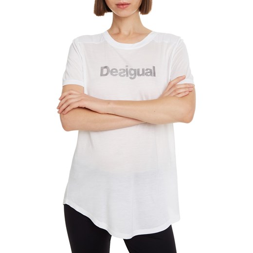 Desigual biała koszulka sportowa Essentials Tee z logiem Desigual  S Differenta.pl
