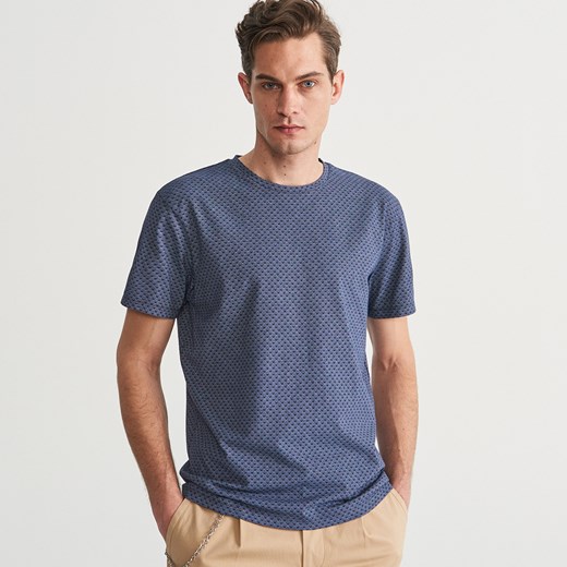 T-shirt męski Reserved bez wzorów z krótkimi rękawami 