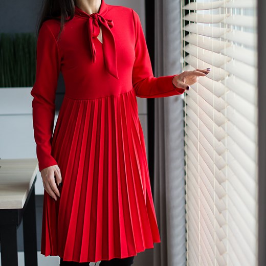 Plisowana Sukienka Nicole Czerwona 059-101  Ubieramymodnie.pl uniwersalny okazyjna cena  