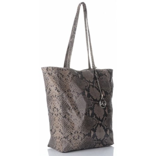 Shopper bag Vittoria Gotti z tłoczeniem duża bez dodatków skórzana casual 