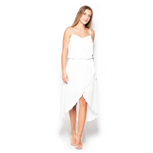 Sukienka Katrus biała bez wzorów na ramiączkach midi 