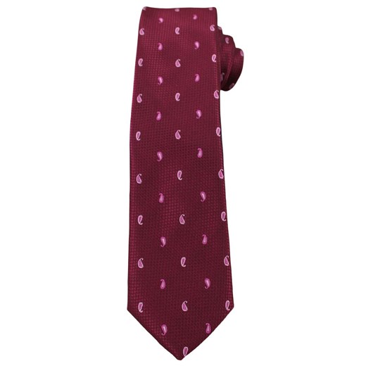 Bordowy Elegancki Krawat -Angelo di Monti- 6 cm, Męski, Różowy Wzór Paisley KRADM1498 ze sklepu JegoSzafa.pl w kategorii Krawaty - zdjęcie 63117713