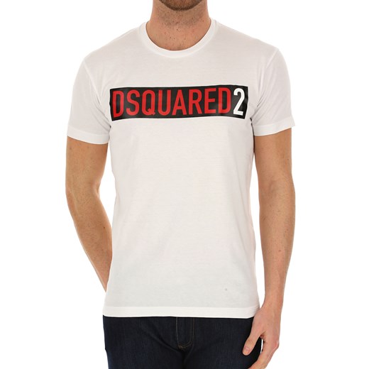 T-shirt męski biały Dsquared2 z krótkim rękawem bawełniany 