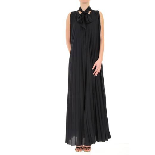 Sukienka Fabiana Filippi na sylwestra z poliestru czarna z żabotem na bal 