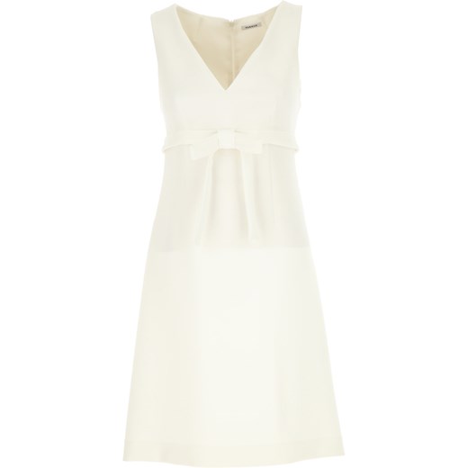 Sukienka P.A.R.O.S.H. biała na sylwestra balowe bez wzorów midi z dekoltem v 