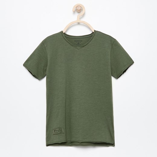 Reserved - T-shirt z dekoltem w serek - Zielony  Reserved 146 