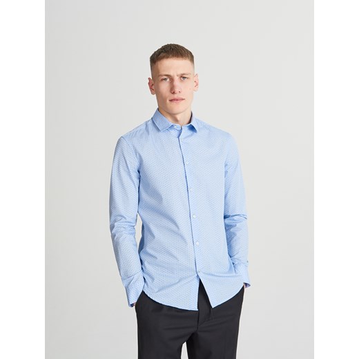 Reserved - Koszula slim fit z drobnym wzorem - Niebieski Reserved  XXL 