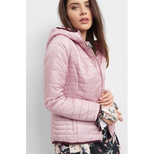 ORSAY kurtka damska krótka różowa jesienna bez wzorów z kapturem z tkaniny 