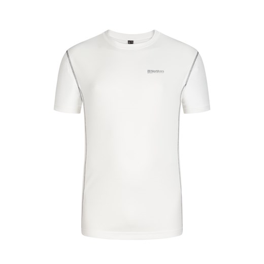 Biały t-shirt męski North 56°4 z poliestru z krótkimi rękawami 