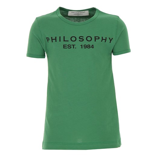 Bluzka dziewczęca zielona Philosophy di Lorenzo Serafini  z krótkimi rękawami w nadruki 