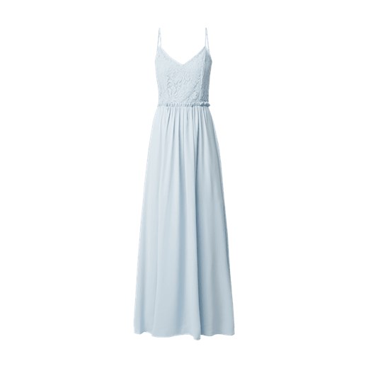Niebieska sukienka Vila maxi szyfonowa na ramiączkach na bal elegancka 
