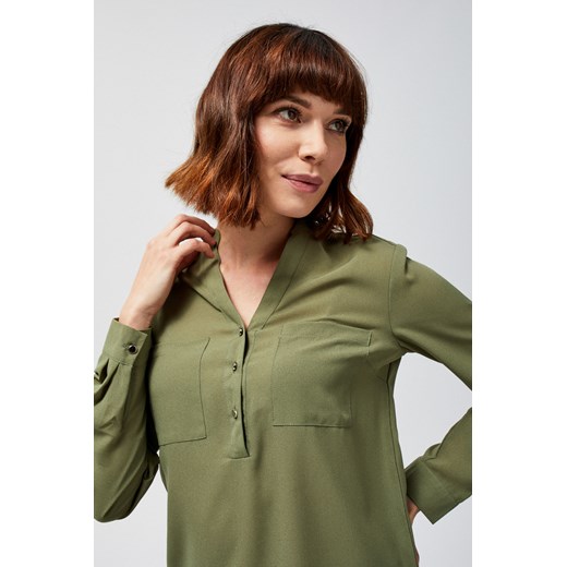 Bluzka damska zielona bez wzorów 