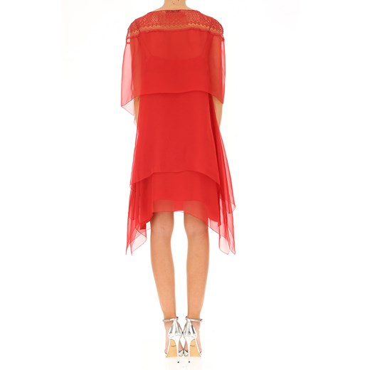Sukienka czerwona Alberta Ferretti asymetryczna na sylwestra bez wzorów z poliamidu 