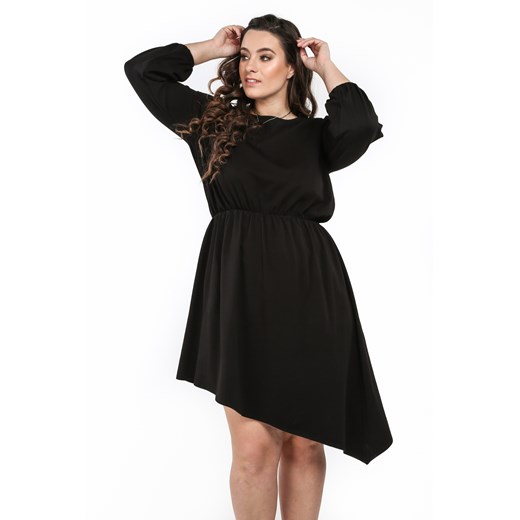 Sukienka asymetryczna w dużych rozmiarach czarna B08