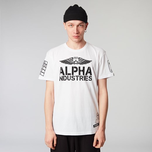 REBEL T-SHIRT WHITE Alpha Industries   wyprzedaż runcolors.pl 